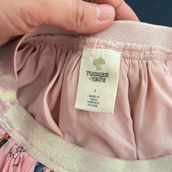 Tucker + Tate Kids Skirt 7 Rainbow Star Pink Peachskin Comets Mesh Elastic Waist - Picture 8 of 8